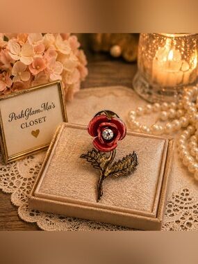 Brooch Red Rose